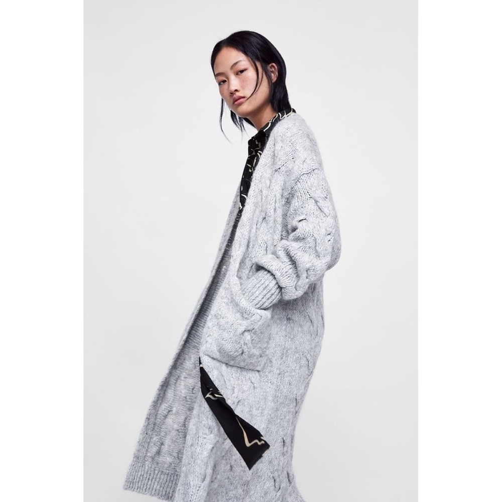 ZARA Cable Knit Long Cardigan